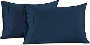 LANE LINEN Pillow Case Covers King Set of 2 100% Egyptian Cotton Sateen Soft Cool & Smooth 1000 Thread Count Cases - Denim
