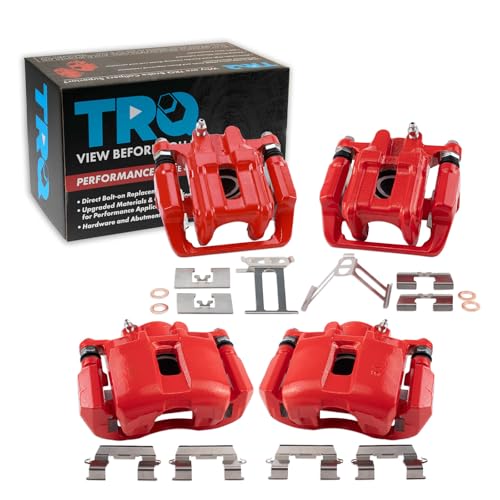 Image of TRQ Performance Front and Rear Brake Caliper Set Coated Brackets Compatible with 2001-2003 Acura CL 1999-2008 Acura TL