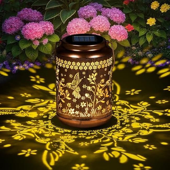 Solar Lanterns Outdoor Waterproof, Hummingbird Garden Decor for Yard Porch Lawn Patio Pathway, Hanging Solar Lights Birthday Gifts for Women Mom Grandma Sister Friend