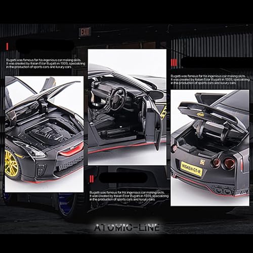 Image of Alokik 1:32 Scale Nissan GT-R35 Sports Diecast Car Models Toys Metal Alloy 2 Openable Door and Sound & Light, Pull Back Toys Gifts for Boys Best Gift Car (White)