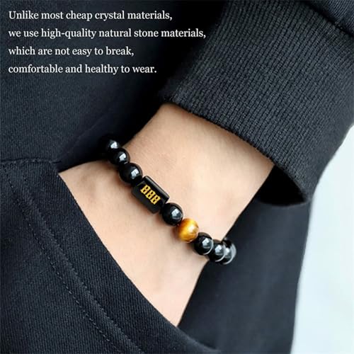 Angel Number Bracelet for Women – Black Onyx & Tiger Eye Adjustable Crystal Bracelet for Healing, Protection, Manifestation – Spiritual Jewelry Gift Box Included4