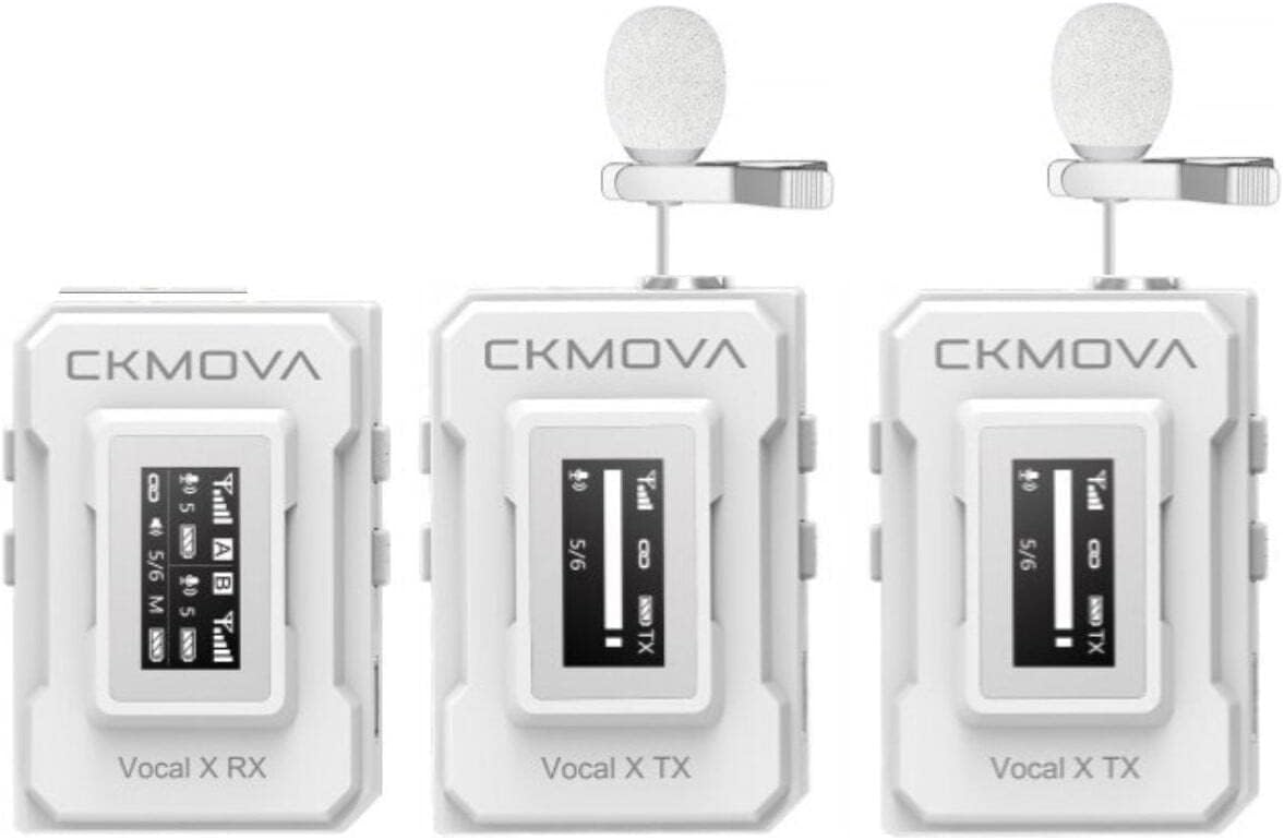 CKMOVA Vocal X V2W 2.4 Ghz Dahili Mikrofonlu Telsiz Mikrofon Seti, Beyaz Renk