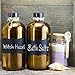 Cornucopia 16oz Amber Glass Bottles with Reusable Chalk Labels and Lids (2 Pack), Refillable Brown Boston Round Bottles, with Black 28-400 Caps