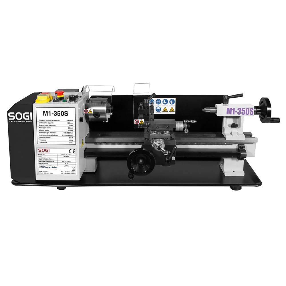 Sogi, M1–350S - Torno de sobremesa de precisión 180 x 350 mm, motor CC paralelo