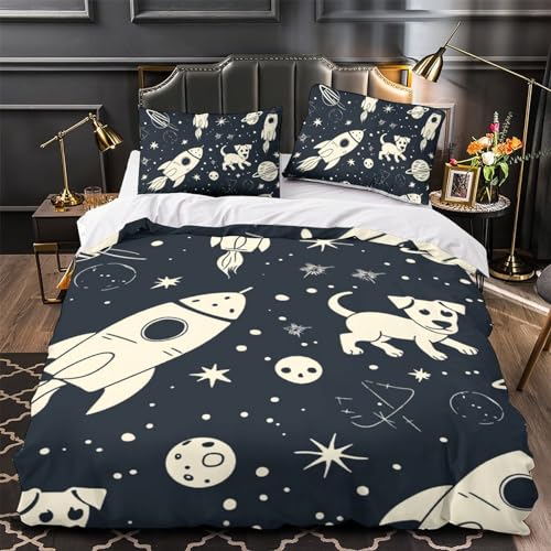 Parure de lit chien 5 impression 3D en microfibre 140x200cm pour enfant