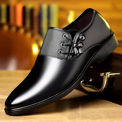 Santimon Men's Leather Oxford Dress Shoes Classic Lace-Up Formal Business Loafer Shoes for Office, Wedding, Party3