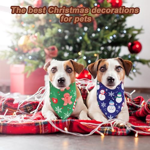 4stk Hundehalstuch Weihnachten, Mehrere Größen Urlaubs-Hundeschal Schneeflocke Schneemann Weihnachtsmann Zuckerstange Muster Sabber-Lätzchen für Kleine Mittelgroße und Große Hunde