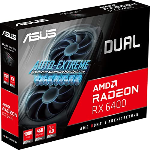 Image of ASUS Dual AMD Radeon RX 6400 4GB GDDR6 Gaming Graphics Card (AMD RDNA 2, PCIe 4.0, 4GB, pci e x16 GDDR6 Memory, HDMI 2.1, DisplayPort 1.4a, Axial-tech Fan Design, 0dB Technology)