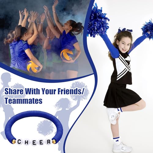 Image of Landical 24 Pcs Cheerleader Gifts Stackable Clay Bead Cheer Bracelets Friendship Bracelets Senior Night Cheer Gifts for Girls(Dark Blue)