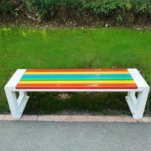 Weatherproof Garden Patio Metal Bench, 71in Backless Outdoor Bench for Lawn, Porch, Park, and Backyard - Durable Yellow Design, Perfect for Relaxation and Gatherings