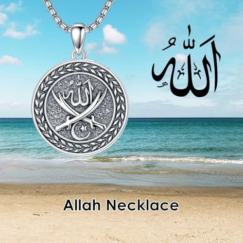 Collier Allah argent anti-noircissement pendentif musulman chaîne solide - 7