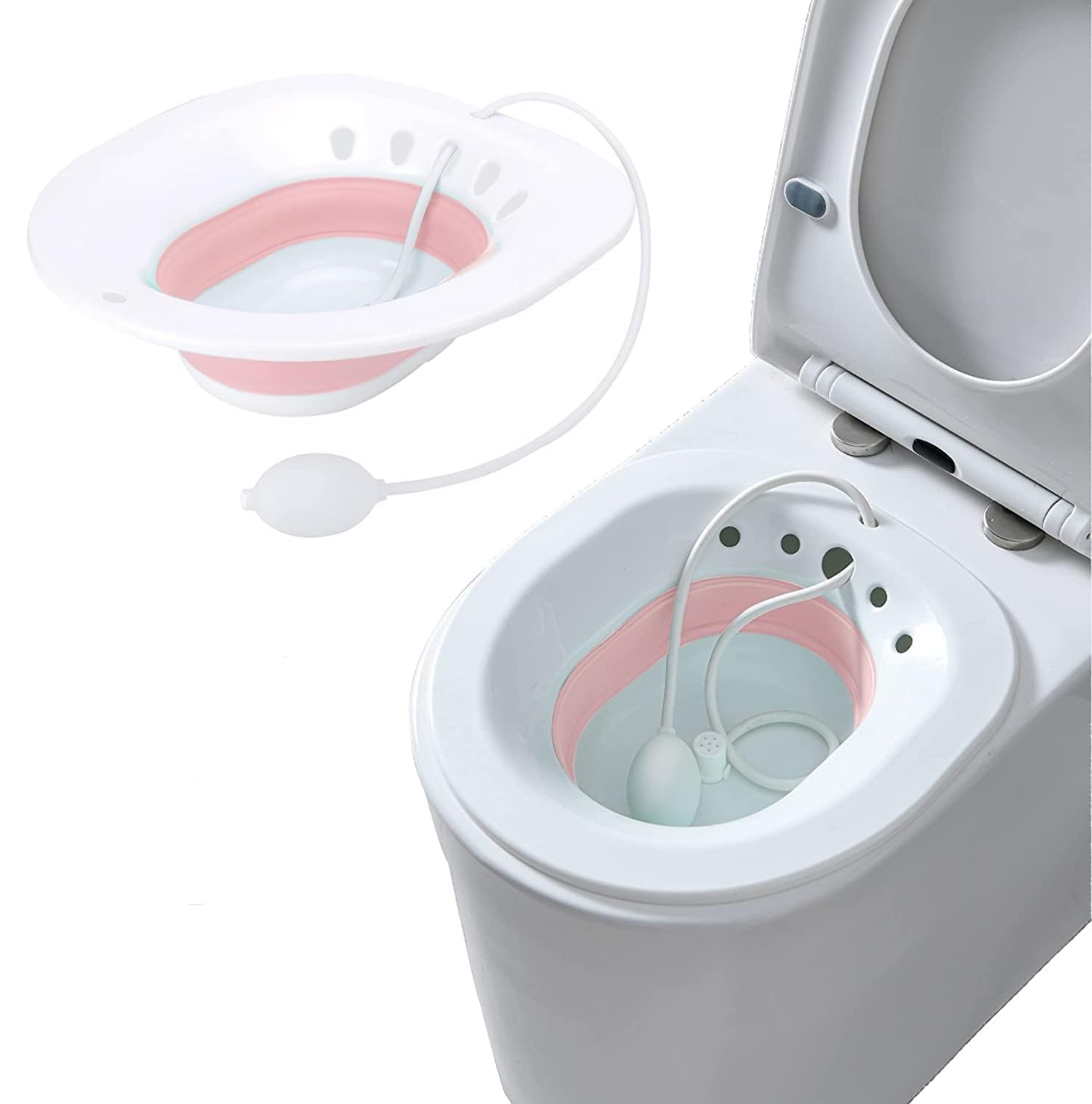 Sitz Bath Toilet Seat with Flusher | Folding Sitz Bath Tub for Pregnant Women | Postpartum Care, Hemorrhoids Recovery, Vaginal | Anal Inflammation Treatment -Portable Perineal Soaking Basin