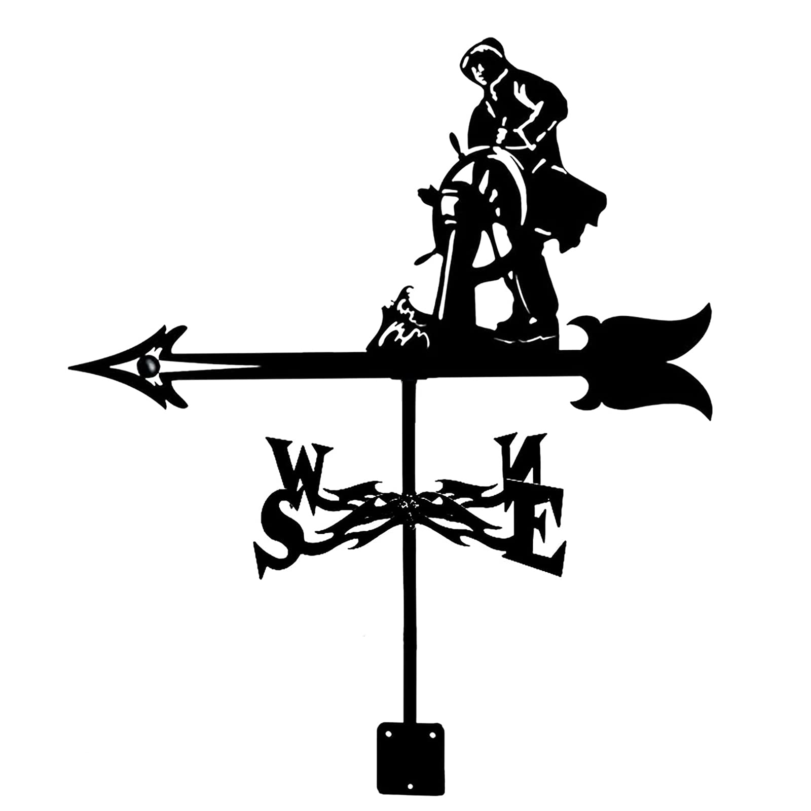 WIQUYBML Frame Weathervane Stainless Steel Weather Vane with Mounting Bracket Wind Weathercock Direction Indicator Ornament/Sailboat Helmsman/35 * 50Cm