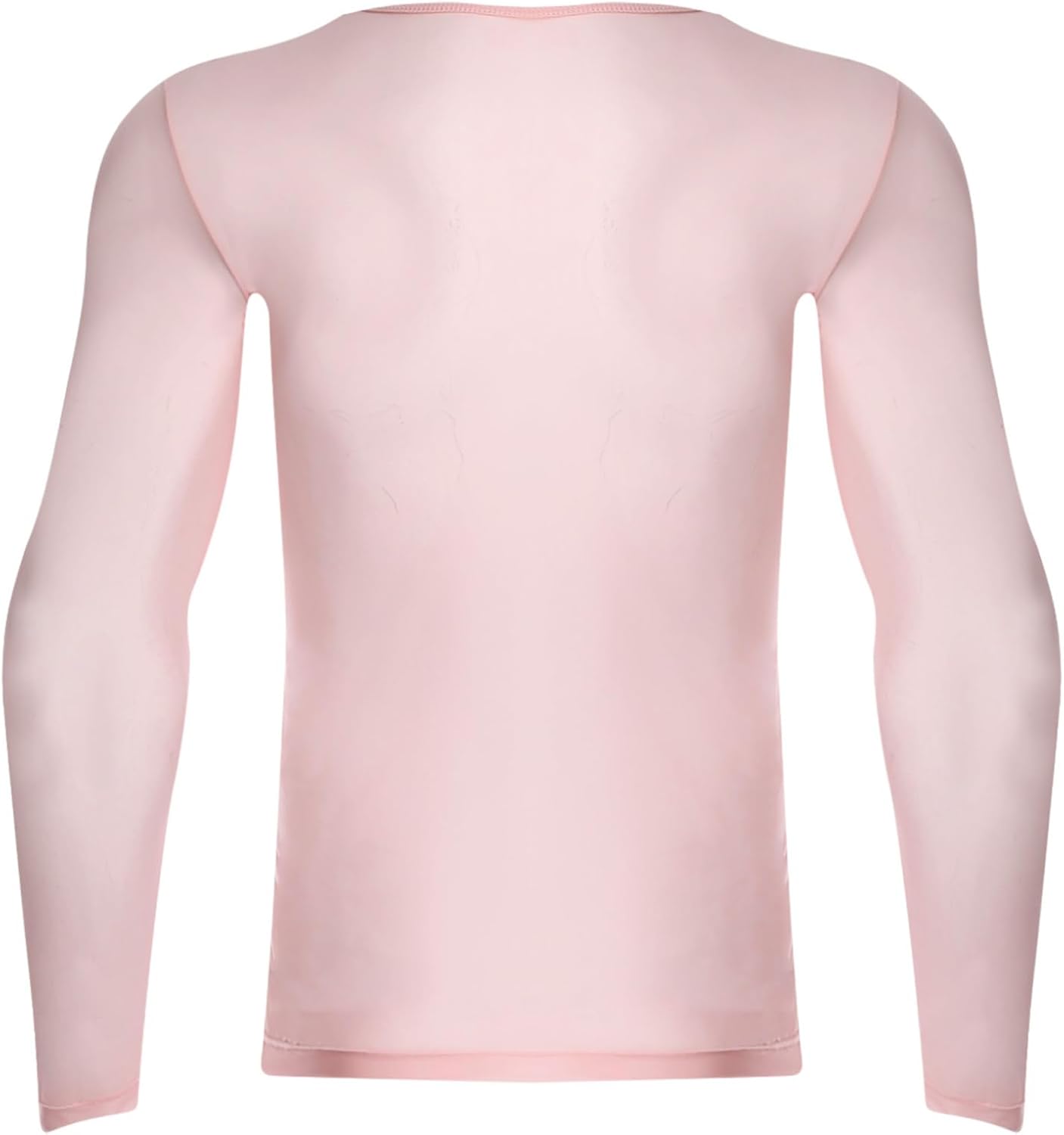 Freebily Mens Sheer T-Shirts Long Sleeves See Through Nylon Undershirts Workout Compression Shirts
