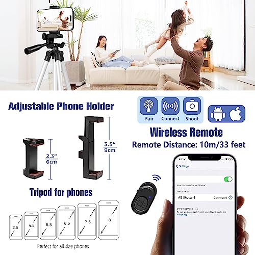 Lusweimi LSW-3110A Phone Tripod, Lusweimi 44-Inch Iphone Tripod With Phone Holder Mount/Wireless Remote For Cell Phone/Camera/Webcam/Gopro thumb #3