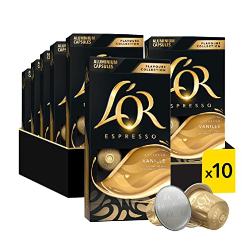 L'OR - Café Espresso - Vanille - Rond - Délicat - Compatible Nespresso ®* - 10 lots de 10 capsules aluminium Cover