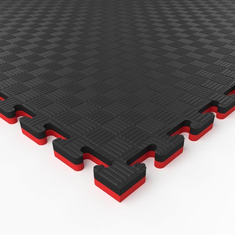 Artatami® Tatami Puzzle 1x1x40 mm Rojo - Negro【1 Unidad】 Profesional Alta Densidad EVA – Tatami 4 cm para Judo, BJJ, MMA y Lucha – Suelo Artes Marciales Antideslizante Premium