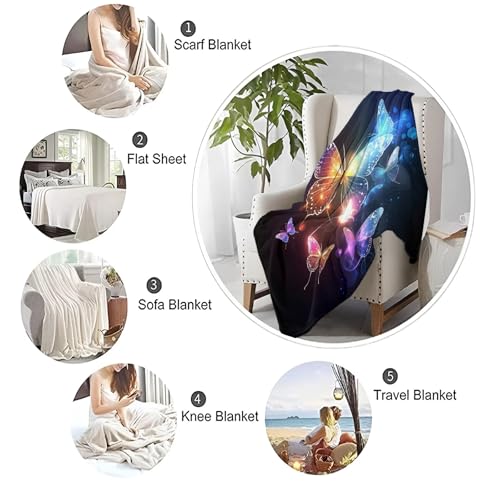 XCQHZYQ Kuscheldecke für Kinder leuchtender Schmetterling 130x150 cm Decke Fleecedecke Sofadecke Kinderdecke, Superweiche Flanell Wohndecke Geschenke für Jungen Mädchen – Bild 8