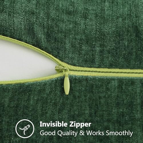 Image of decorUhome Soft Chenille Throw Pillow Covers 20x20 Set of 2 Green