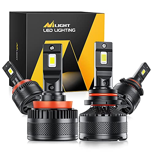 Nilight A9 9005 H11 LED Headlight Bulbs, 700% Super Brighter 9005 / HB3 High Beam and H11 / H9 Low Beam, 6000K Cool White, 4-Pack
