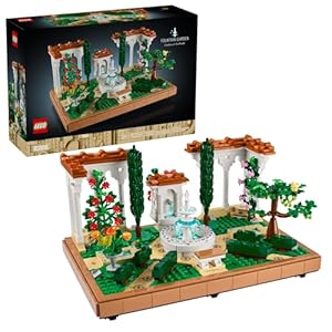 LEGO Icons Fountain Garden Building Set – DIY Kit for Adults, Ages 18+ – Miniature Craft Building Blocks for Home Decor, Display – Gift for Birthday – with Cypress Trees and Grape Vines – 10359
