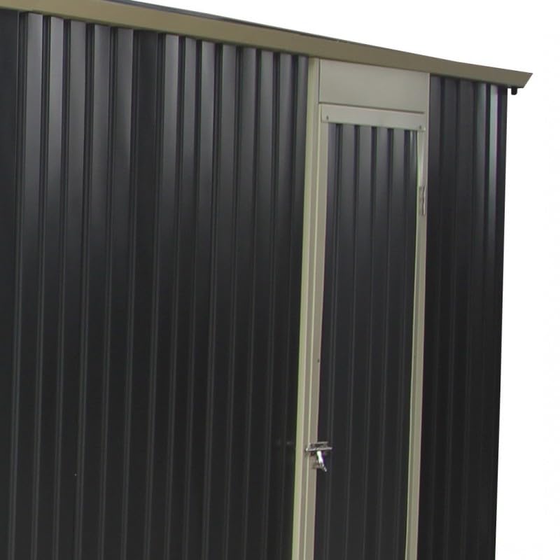 Garage en Métal Anthracite 15,14 m², 449,5 x 339 x 243 cm, 216,5 kg, avec Porte Enroulable en Aluminium et Porte de Service Latérale
