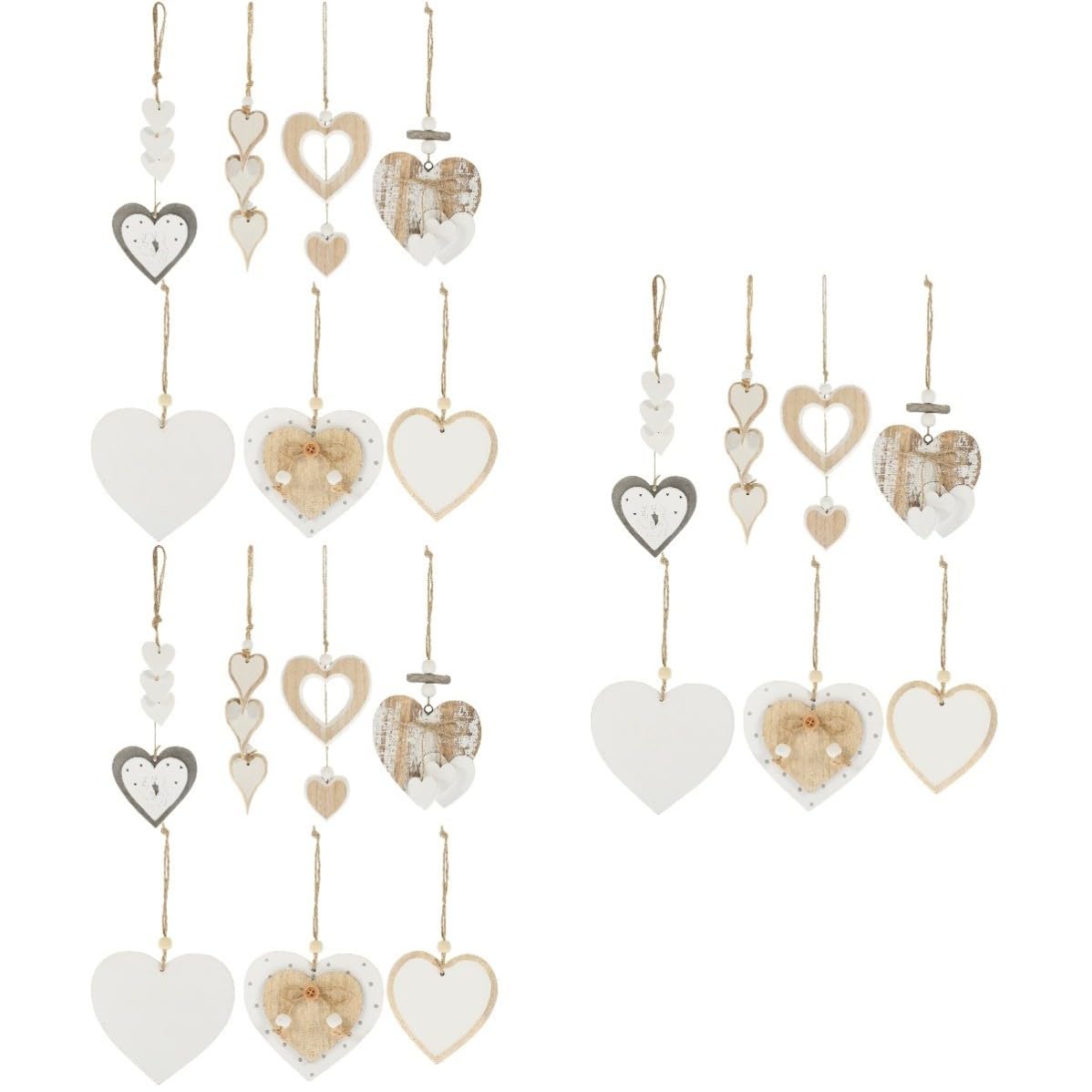 minkissy 3 Set Decorazione a Forma di Cuore in Legno Sospesa per