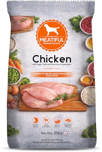 Image of Meatiful Adult Dry Dog Food 20kg | Chicken Flavour | Supports Strong Bones & Teeth | Boost Immune System | Healthy Skin & Coat
