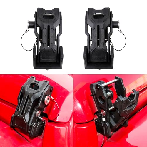 RERPRO Abschließbarer Motorhaubenriegel, kompatibel mit Jeep Wrangler JL 4XE Gladiator JT 2018–2025 Motorhaubenriegel, Ersatzzubehör, beseitigt Haubenflattern, 2 x Schlüssel, 1 Paar, Schwarz