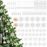 Weihnachts Eiszapfen Ornamente, 87 Stück Weihnachten Eiszapfen Schneeflocken, Eiszapfen Transparent Anhänger mit Crystal Line für Weihnachtsbaum, DIY, Heim, Partyzubehör, Dekorationen