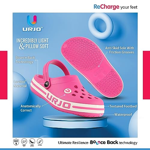 Image of URJO Streak Kid's Clogs /Sandals with Adjustable Back Strap Ultra Soft & Flexibility Anti Skid Comfortable Waterproof Daily Mules Clogs /Sandals Boy's & Girl's
