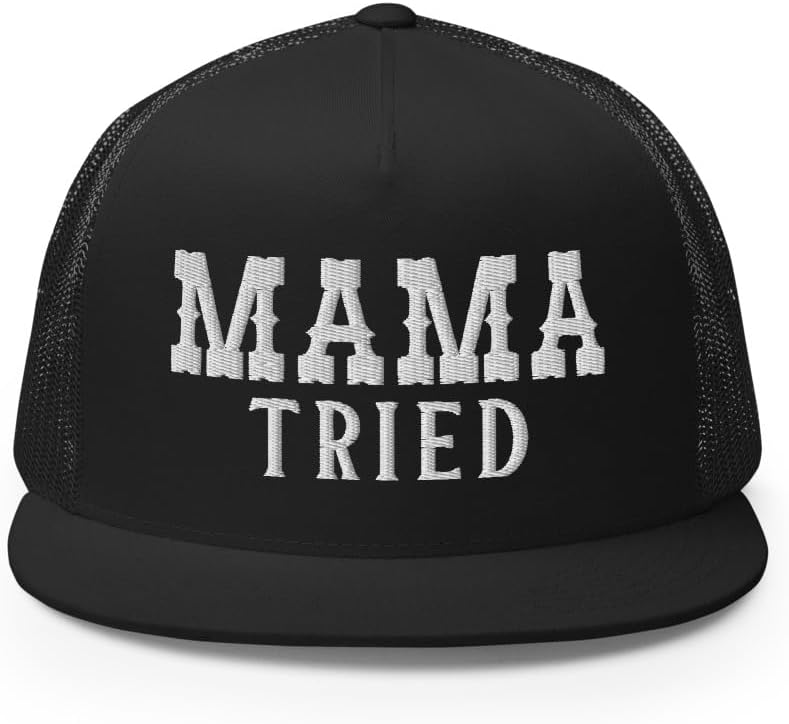 NG Mama Tried Trucker Hat Flat Bill High Crown Adjustable Funny Cap