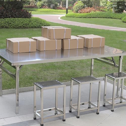 Portable Stainless Steel Folding Work Table - Outdoor Camping Barbecue Table, Space-Saving Metal Design, No Assembly Needed, Perfect for Factory & Backyard Use (90x60x75cm)