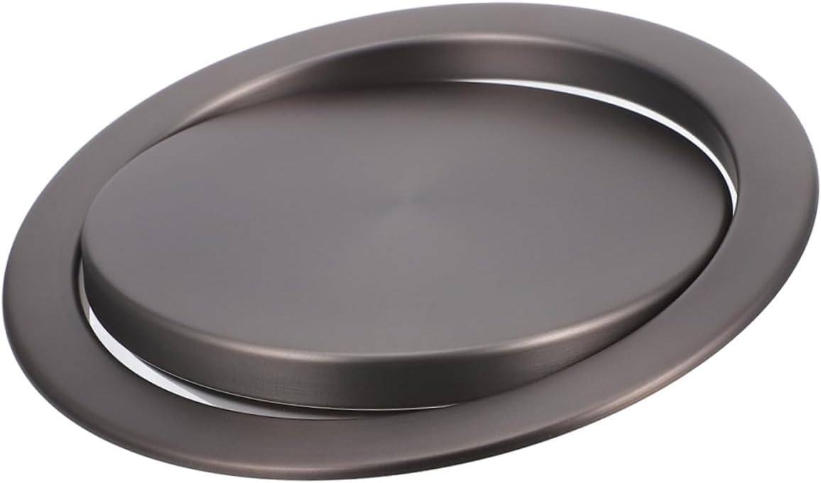 OUNONA Stainless Steel Built-in Swing Trash Can Lid Recessed Countertop Flap Cover for Kitchen and Bathroom Garbage Bin, Gunmetal Gray Flush Waste Bin Lid