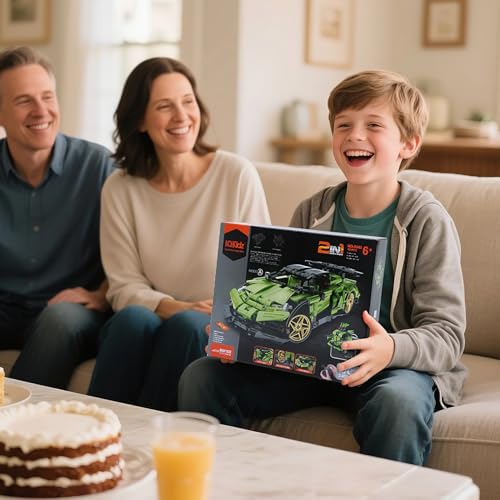 Image of IQKidz STEM Building Blocks Kit for Kids - 2 in 1 Remote Control Race Car and Robot Toy, Great Gift for Boys, Teens Age 6 7 8-12+ Year Old Who Love Engineering and RC Sports Car Toys