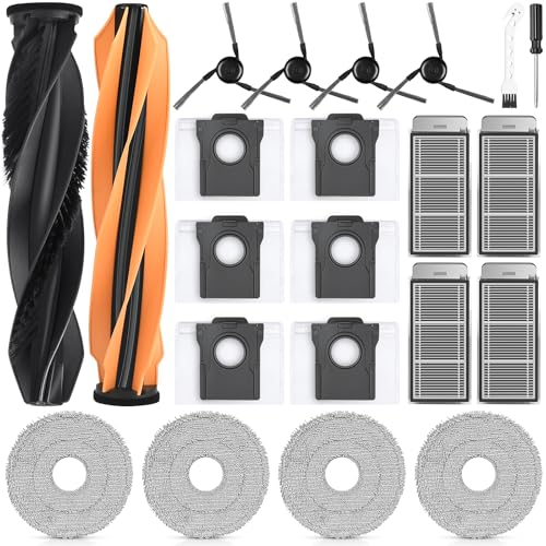 22 Stück Zubehör für Dreame X50 Ultra/L40s/L50s Pro Ultra/L50 Pro Ultra/Mova V50 Ultra/X50 Master/Matrix10 Ultra Saugroboter 2Hauptbürste 4Wischtücher 4Filter 6Staubbeutel 4Seitenbürsten 1Reinigung