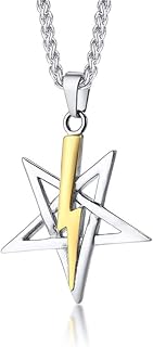 Church of Satan Seal of Baphomet Satanic Goat of Mendes Goat Head Devil Pendant Leviathan Cross Lucifer Necklace,Inverted Pentagram Amulet Jewelry