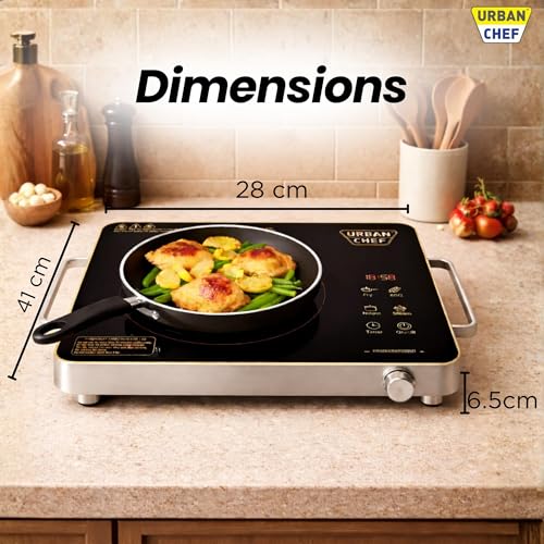 Image of Urban Chef Grace Pro Infrared Cooktop 2000W | Touch Control Panel | Timer & Boost Mode With Digital Disply | Fast & Even Heating
