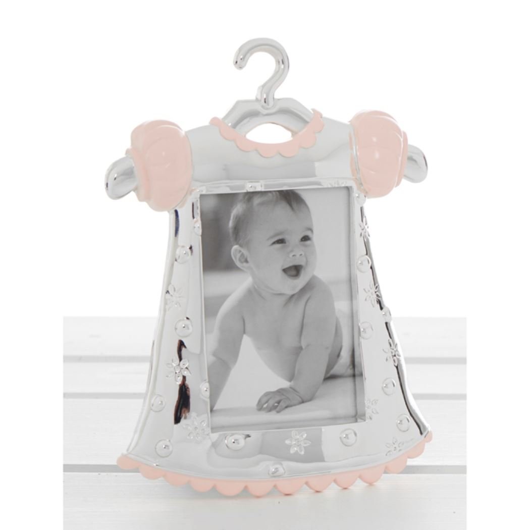 Shudehill Giftware Pink Silver Tone Baby Dress Photo Frame Free Standing Jd 50522