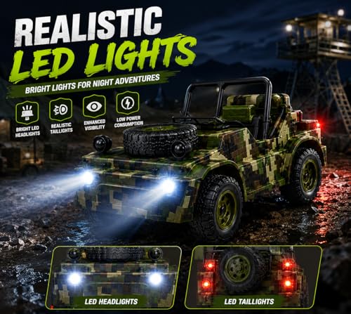 Image of Remote Control Sports Car & Off-Road SUV Toy for Kids, High Speed RC Racing with Wireless Remote, Realistic Lights & Premium Design Gift for Boys Girls (Military Off-Road CAR)