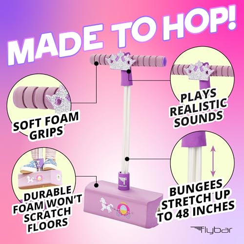 Image of Flybar My First Foam Pogo Jumper for Kids Fun and Safe Pogo Stick for Toddlers, Durable Foam and Bungee Jumper for Ages 3 and up, Supports up to 250lbs (Pink Princess), Large