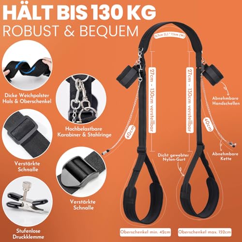 BDSM Bondage Set Fesseln Sexspielzeug für die Paare Bett Sexspiele, 3-in-1 Sex Bondageset (Handschellen, Oberschenkel-Fußfessel, Nippelklemme), Bettfesseln für Frauen Männer Anfänger Profi Extrem Hart