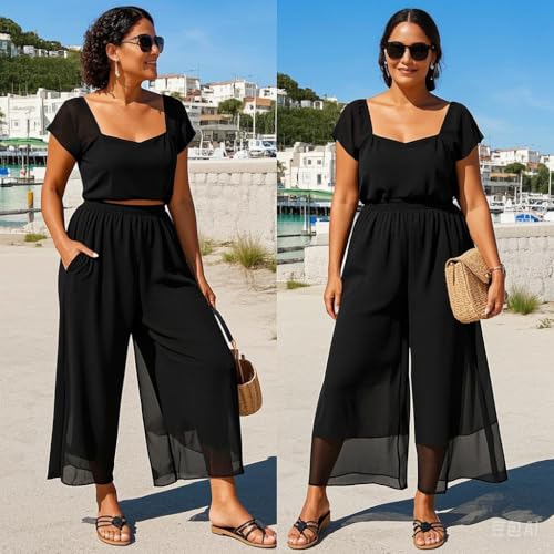 zsangbee Women's Wide Leg Palazzo Pants Chiffon Flowy Loose Party Wedding Dressy Casual Trousers4