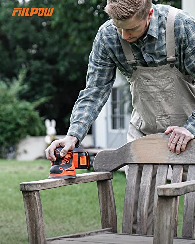 Fiilpow Cordless Random Orbital Sander, 20V Brushless Sander With Battery, Micro-Filter Cyclonic Dust Box, 12 Sandpaper, Carrying Bag, Ideal Second Sander, More Efficient & Convenience - R10 Pro #TOP7