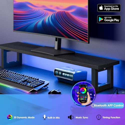 Fixwal Gaming Desk for Bedroom L Shaped Small Corner Computer Desk with Power Outlets and LED Lights, PC Desk, Home Office Desks with Drawer, Writing Desk Study Desk, Black - Image 6