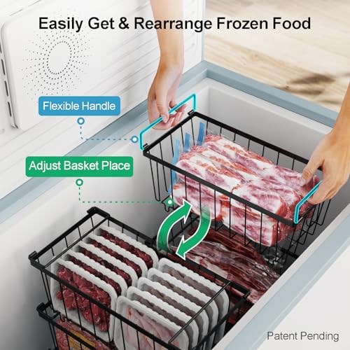 image for iSPECLE Chest Freezer Basket - 3 Pack Small Stackable Freezer Bins for