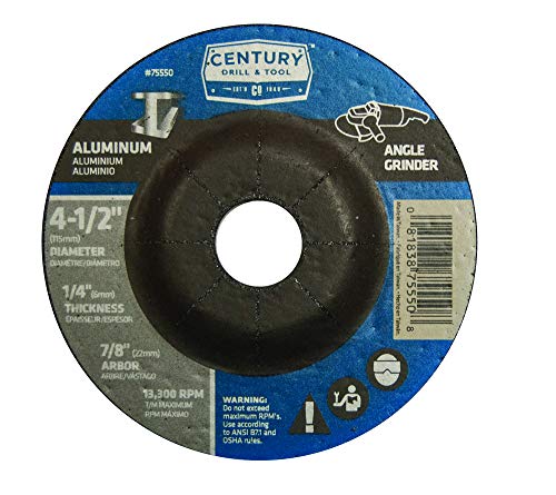 Century Drill & Tool 75550 Type 27 Aluminum Grinding Wheel, 4-1/2