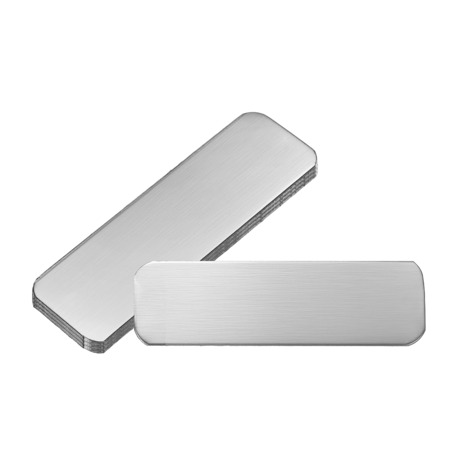 PATIKIL 4Pcs Blank Name Plates, 2 x 0.6" Rectangle 304 Stainless Steel Brushed Engraved Plate Custom Laser Engraving Blank for Personalized Nameplate Home Office DIY, Silver