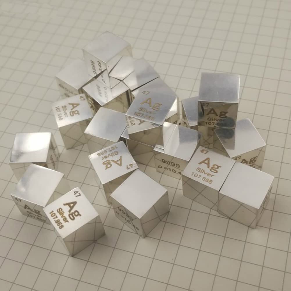 Cube De Densité En Argent Pur 99,99% - 10 Mm Pour Collection Scientifique - Élément Métal Précieux