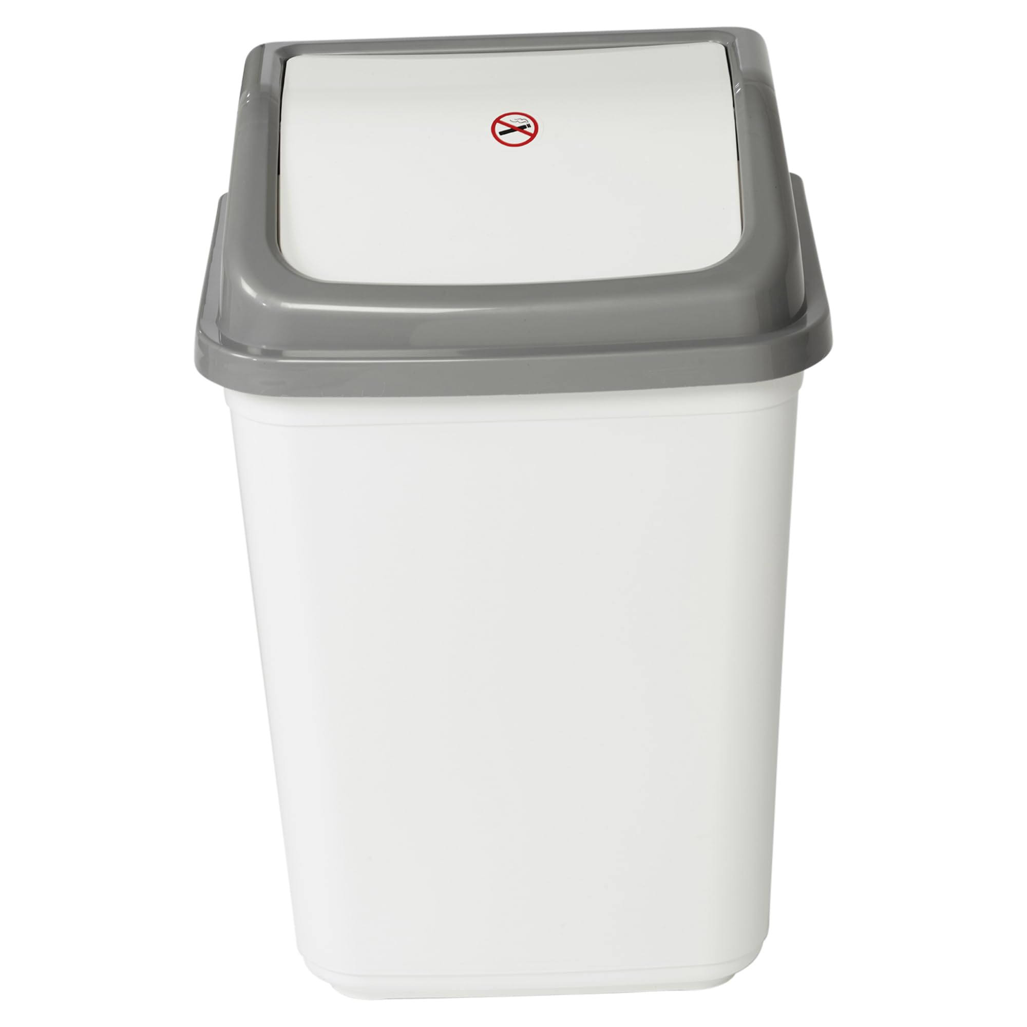 URBNLIVING 5L/20L/30L/50L Plastic Waste Management Recycling Bin Trash Can Dustbin with Swing Lid for Office, Kitchen and Bathroom (30L White/Grey)